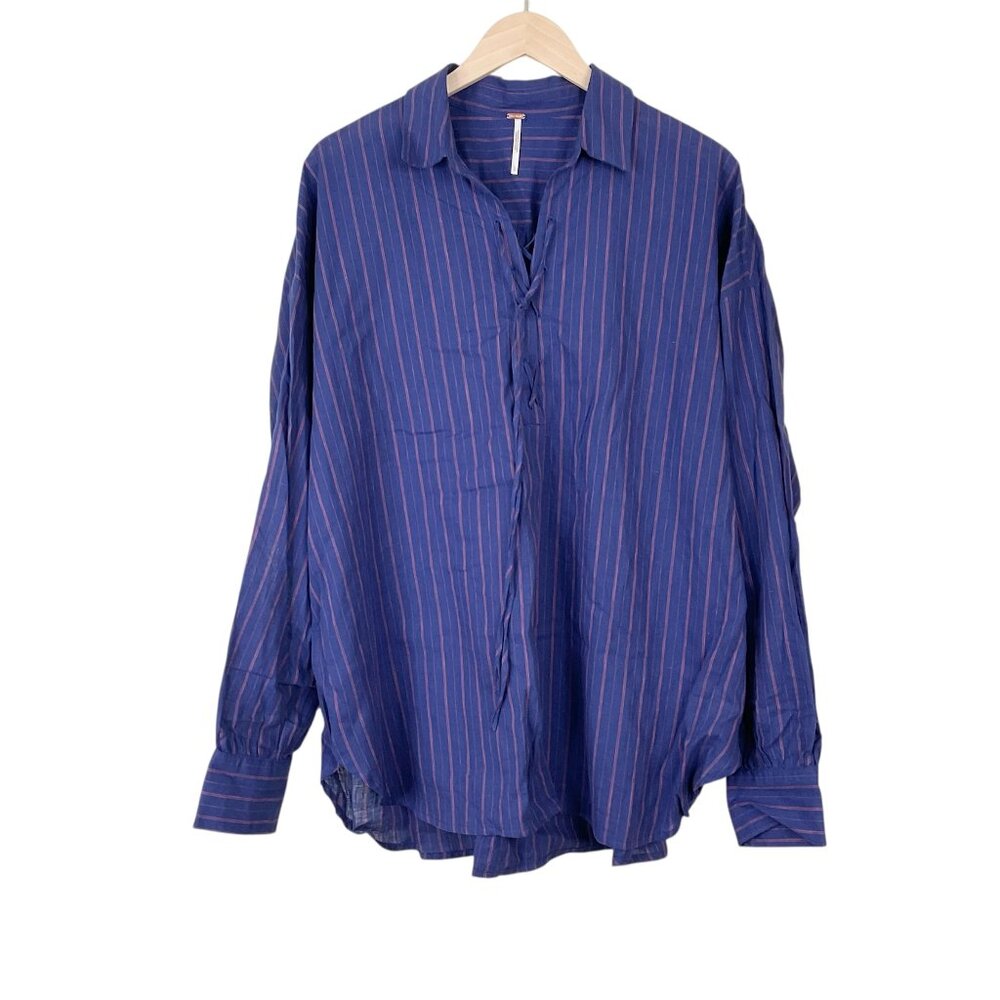 Free People Under The Boardwalk Top Blue Size Large